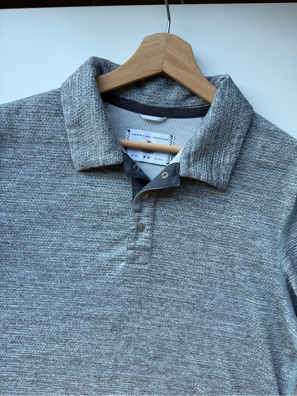 Reigning Champ Men's Heather Gray Polo Shirt - Classic Casual Polyester
